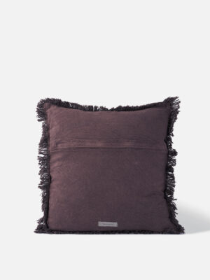 cuscino decorativo Delva cotone intrecciato frange prugna retro