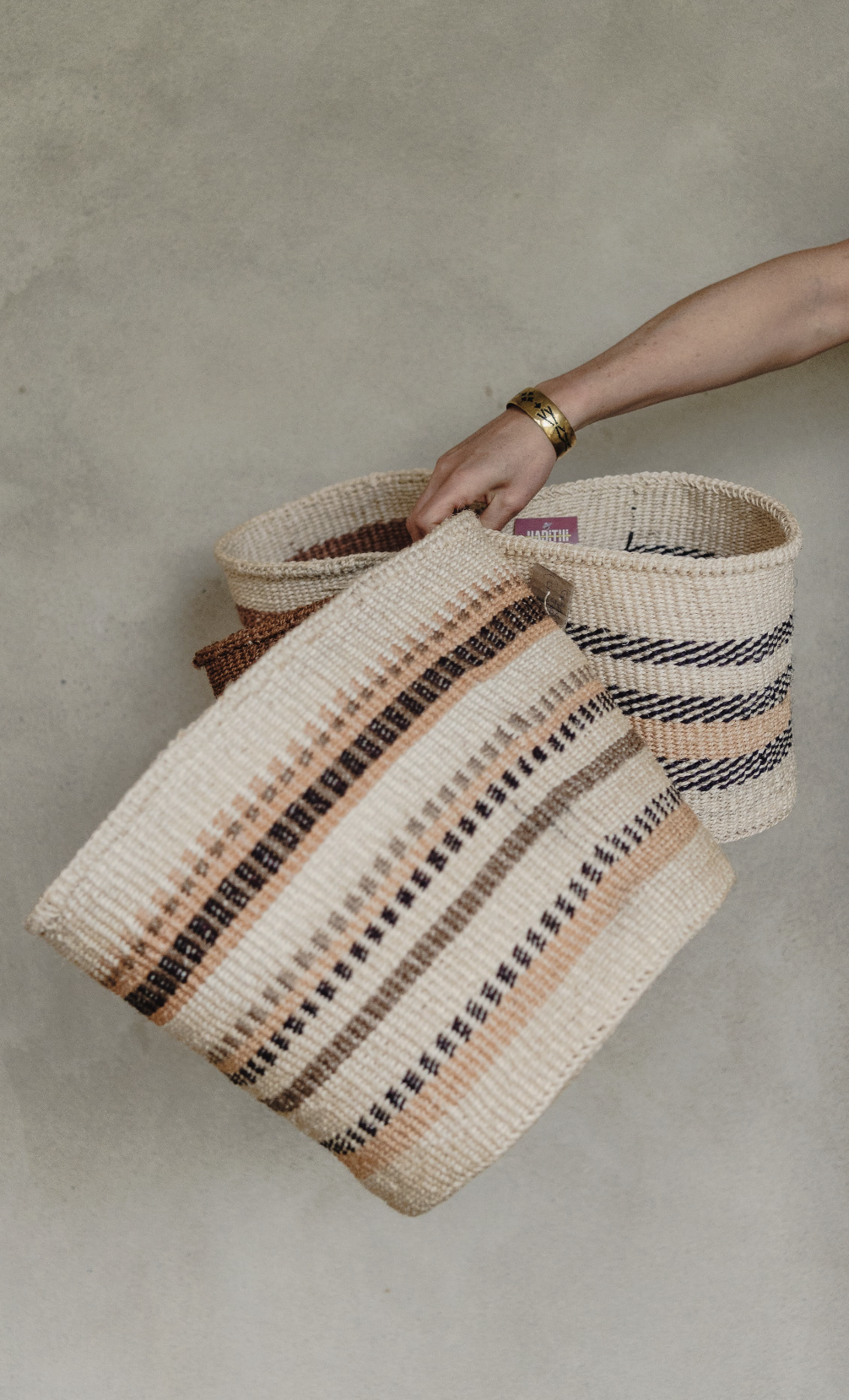 cesti in sisal naturale intrecciati a mano