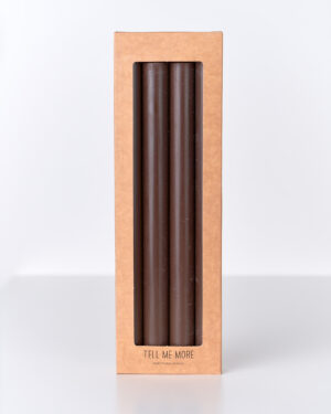 Candele in cera vegetale marrone, tonalità calda e naturale, Terracotta Home Store.