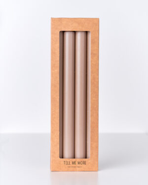 Candele in cera vegetale soft beige, fiamma pulita e design minimal, Terracotta Home Store.