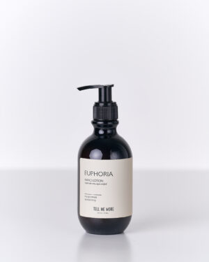 Lozione mani “Euphoria” naturale, flacone ambrato e design minimal Terracotta Home Store.