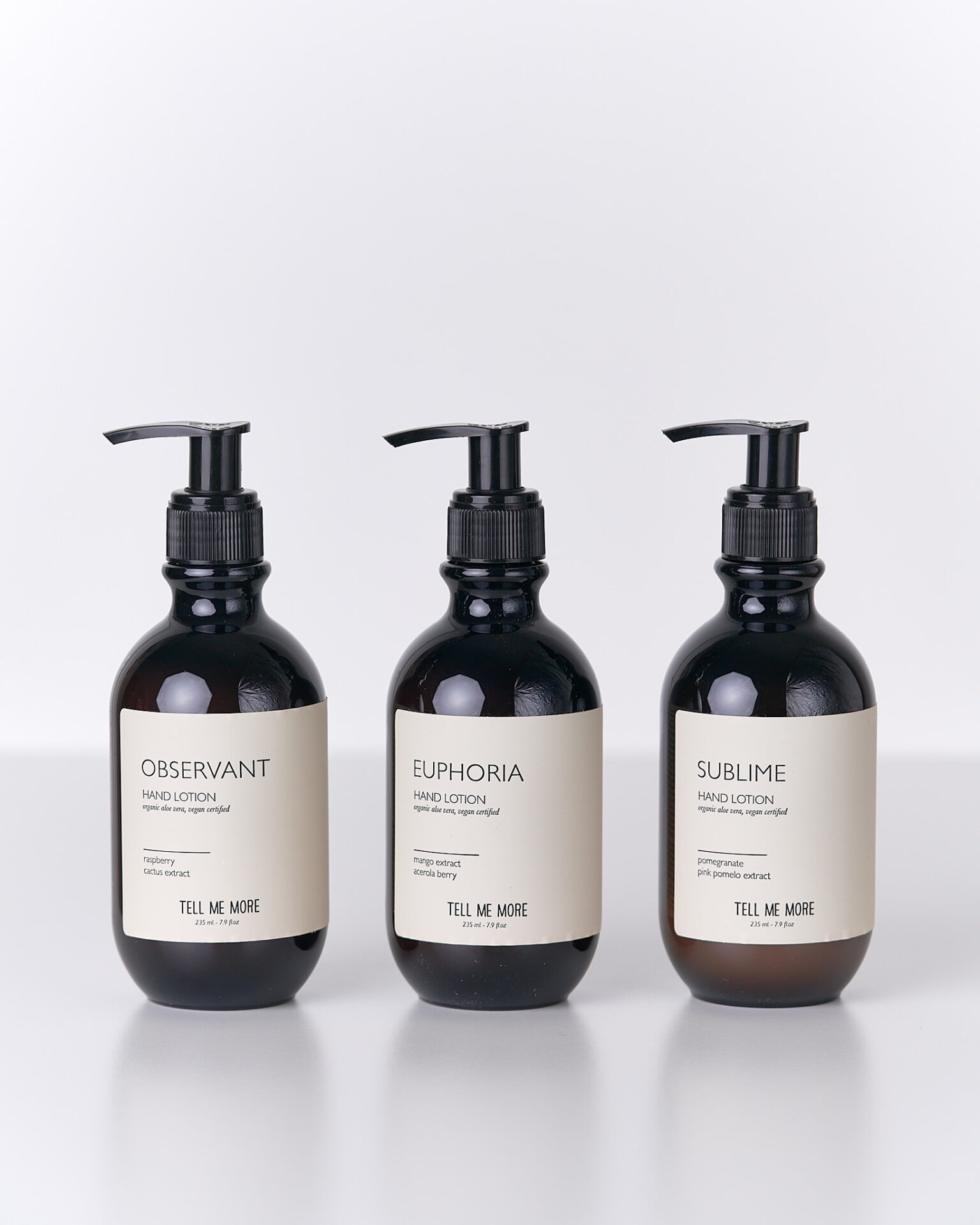 lozione mani disponibile in tre fragranze